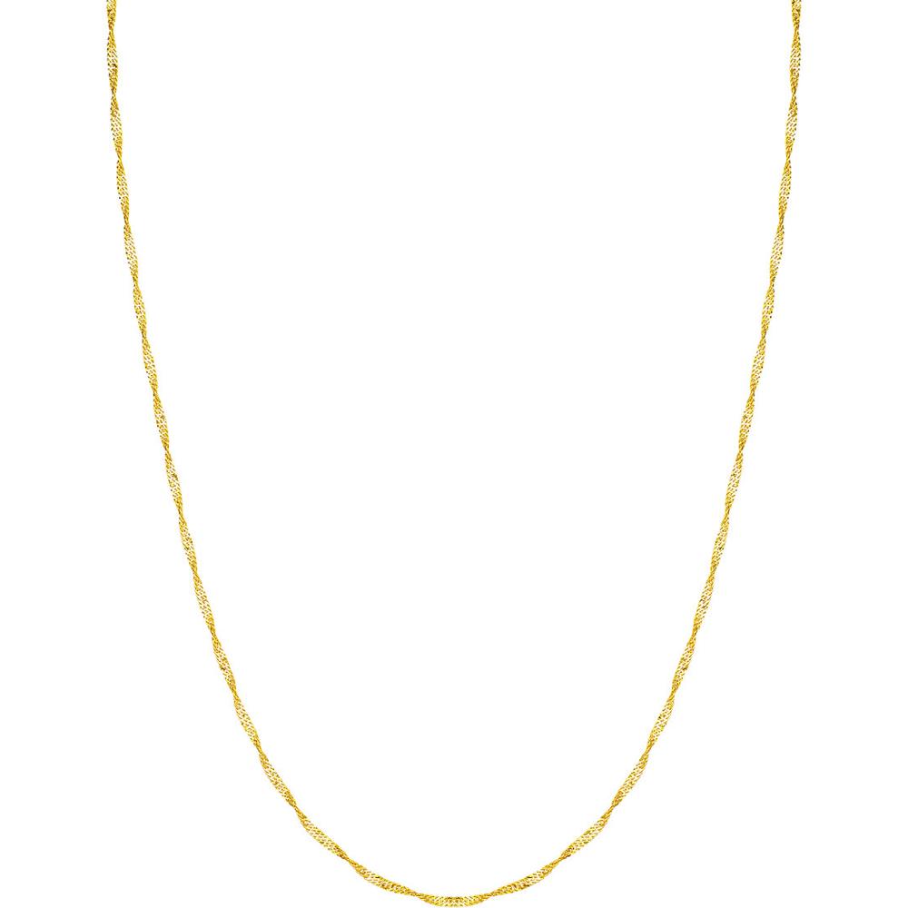 Olas d'Oro - 14K Yellow Gold 18" Singapore Chain Necklace with Lobster Lock - 2.68 Grams Average Weight
