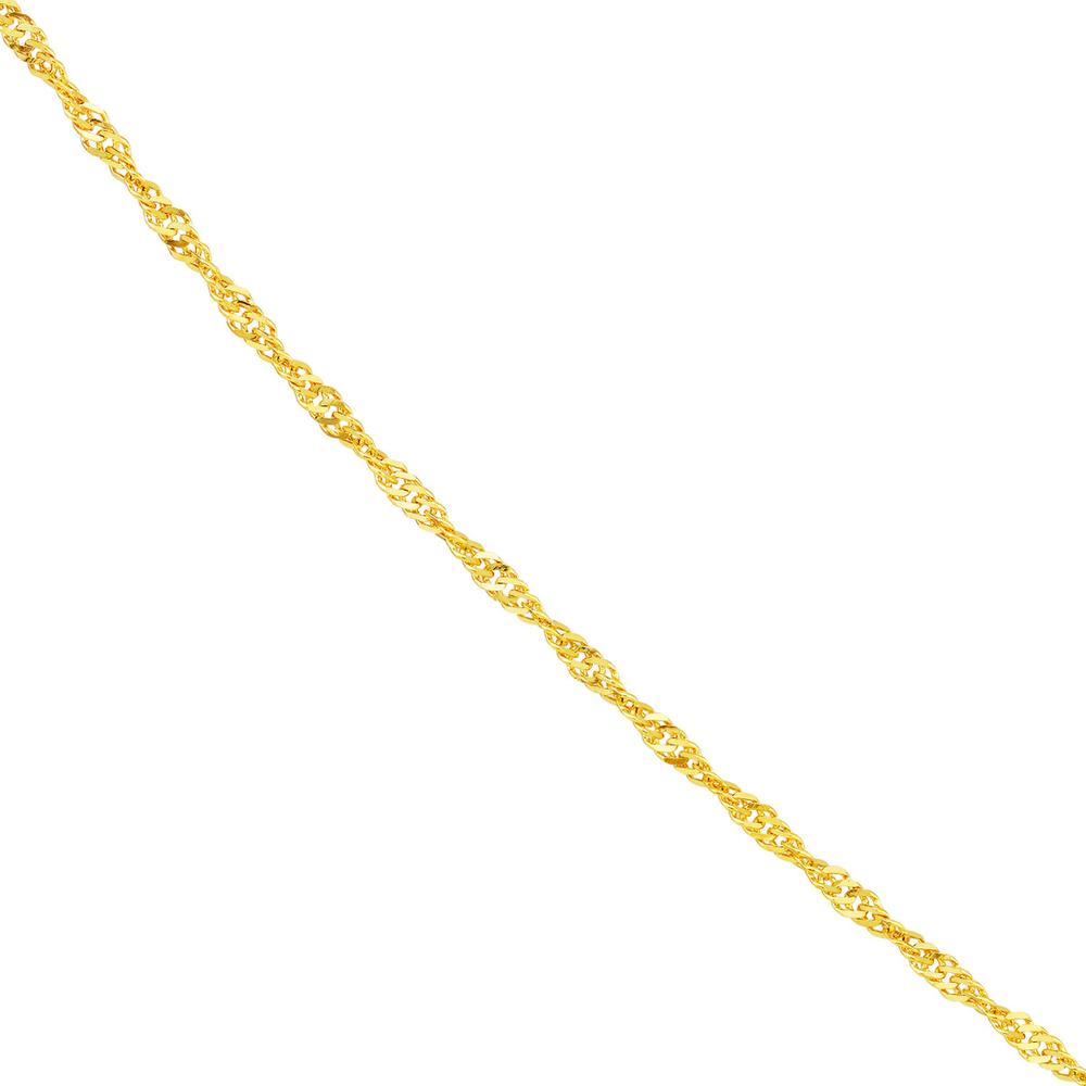 Olas d'Oro - 14K Yellow Gold 18" Singapore Chain Necklace with Lobster Lock - 2.68 Grams Average Weight