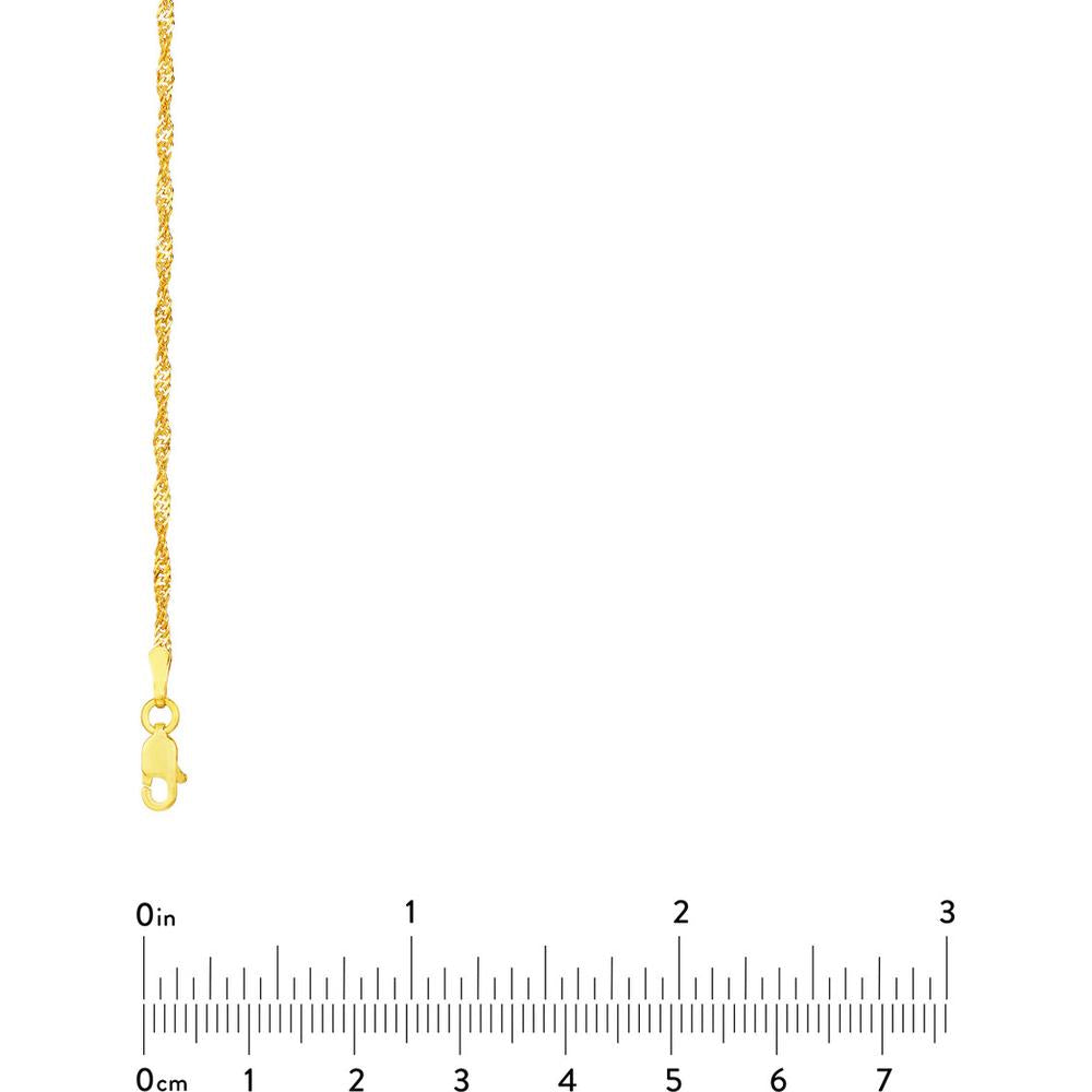 Olas d'Oro - 14K Yellow Gold 18" Singapore Chain Necklace with Lobster Lock - 2.68 Grams Average Weight