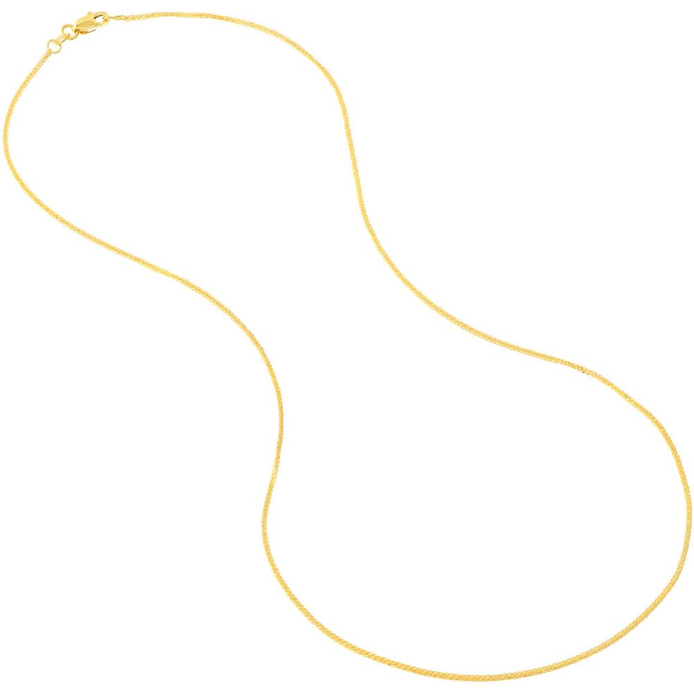 Olas d'Oro - 14K Yellow Gold 18" Square Wheat Chain Necklace with Diamond-Cut Finish 0.85mm Width