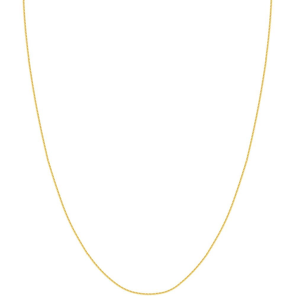 Olas d'Oro - 14K Yellow Gold 18" Square Wheat Chain Necklace with Spring Ring - 0.85mm Thickness