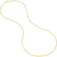 Olas d'Oro - 14K Yellow Gold 18" Square Wheat Chain Necklace with Spring Ring - 0.85mm Thickness