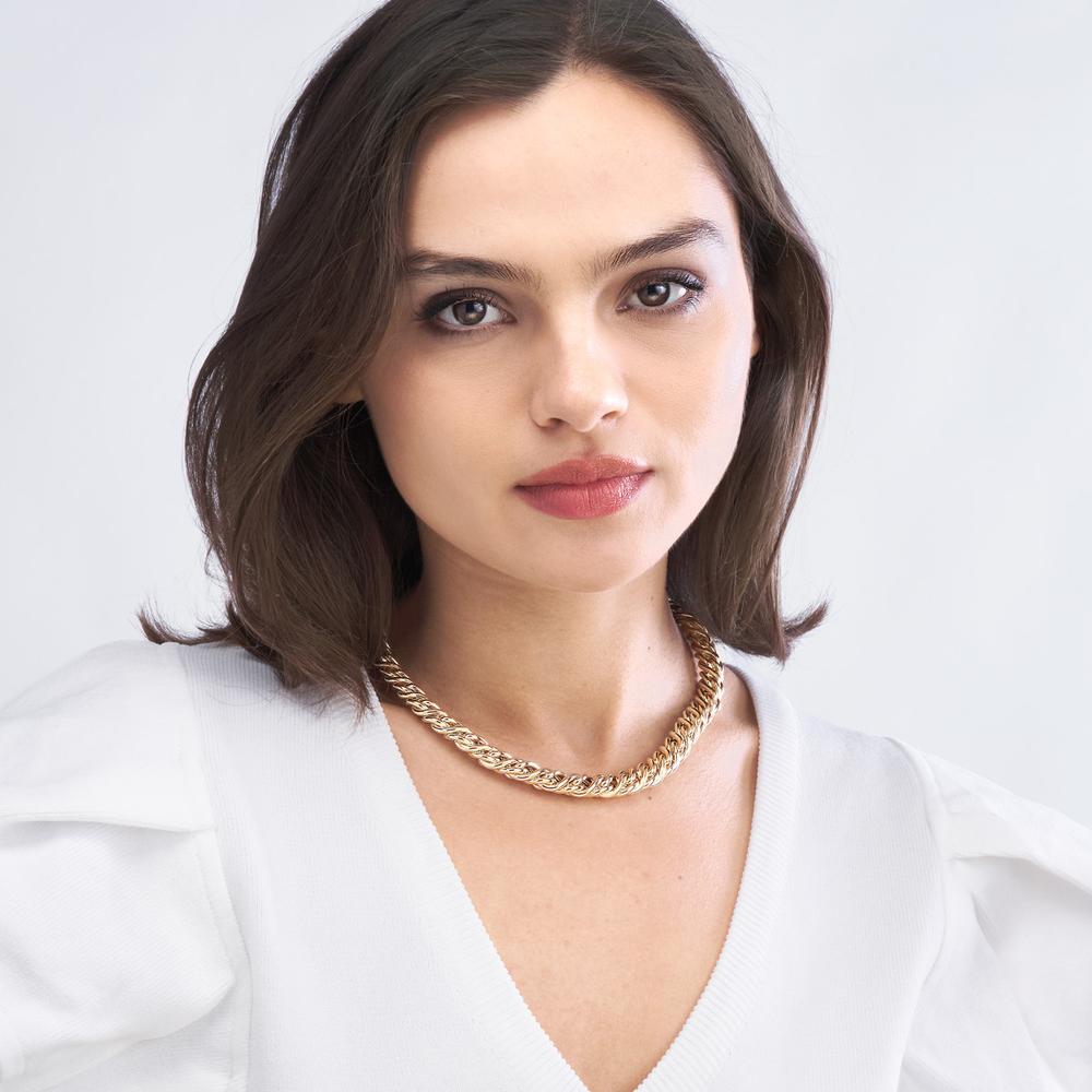 Olas d'Oro - 14K Yellow Gold 18'' Twisted Cable Necklace with Pear-Shaped Lobster Clasp