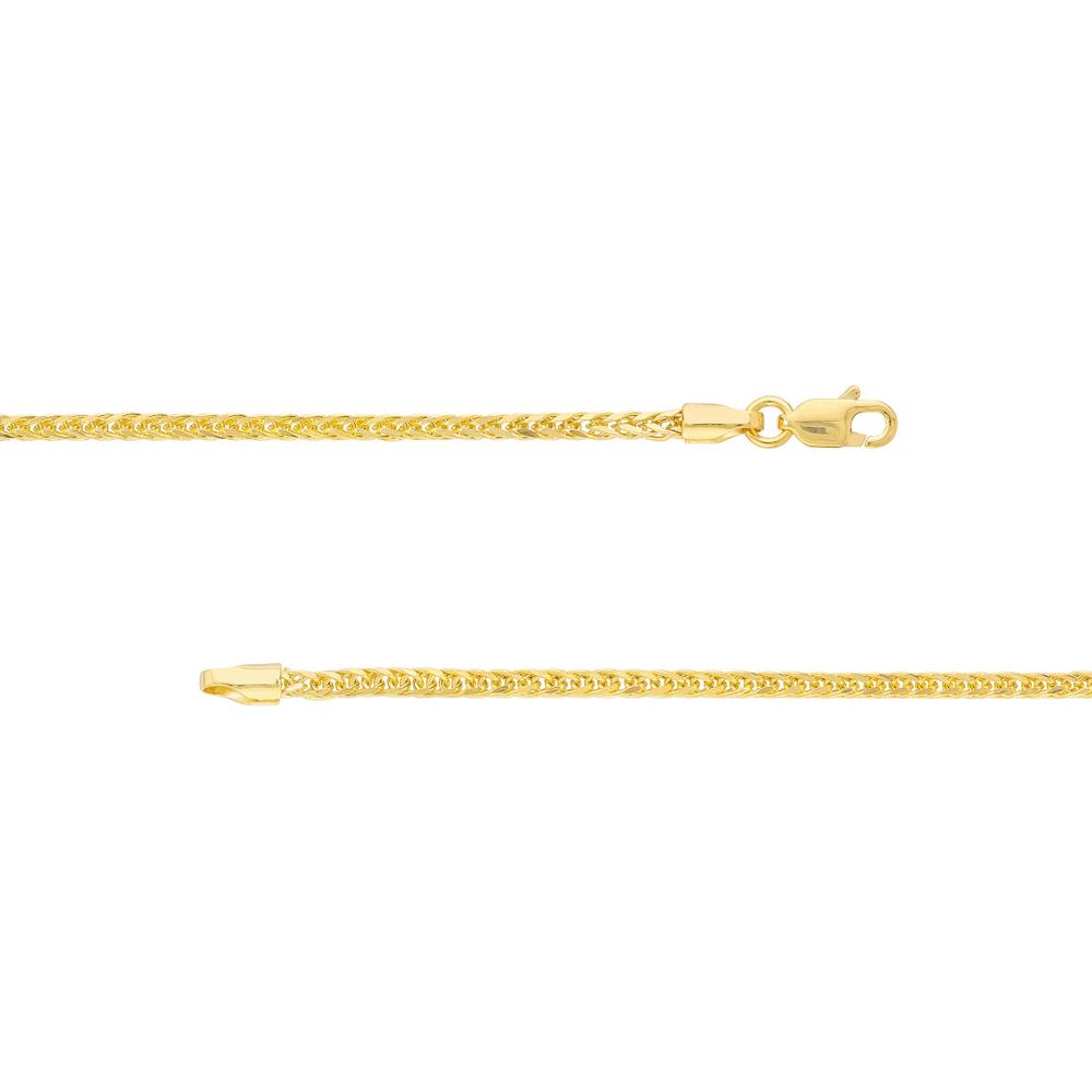 Olas d'Oro - 14K Yellow Gold 18" Wheat Chain Necklace with Lobster Clasp Lightweight and Durable