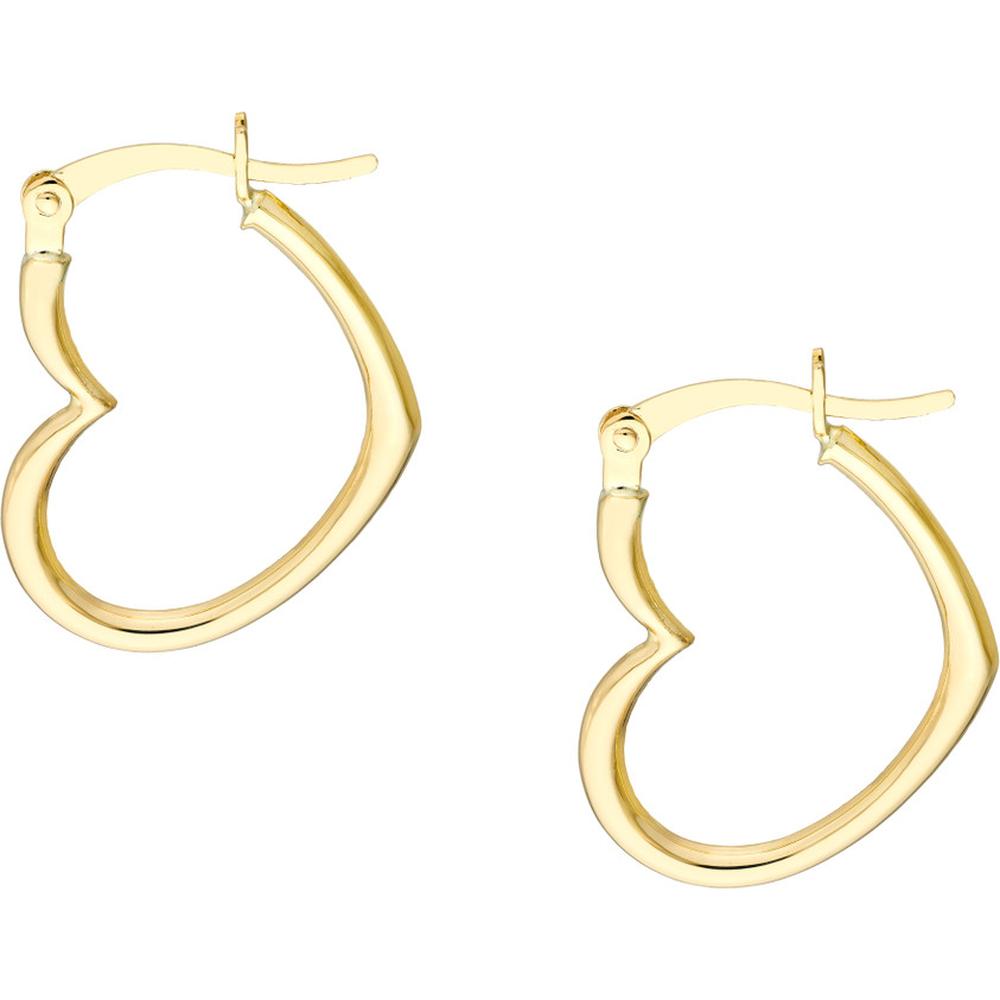 Olas d'Oro - 14K Yellow Gold 19mm Tilted Heart Hoop Earrings