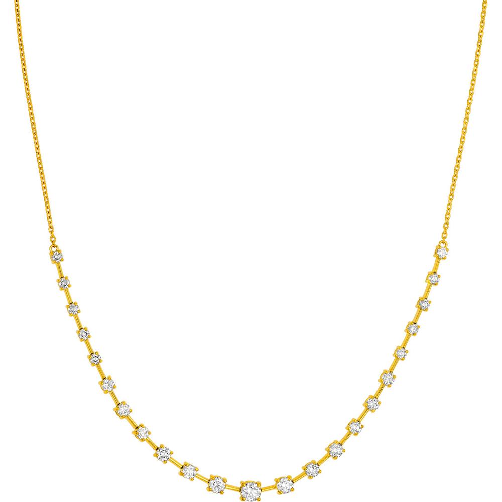 Olas d'Oro - 14K Yellow Gold 2-1/2 Carat Total Diamond Ascending Stone Necklace