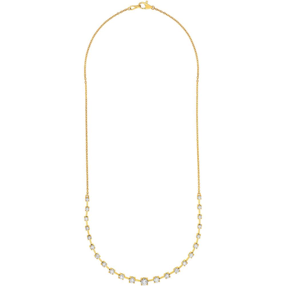 Olas d'Oro - 14K Yellow Gold 2-1/2 Carat Total Diamond Ascending Stone Necklace