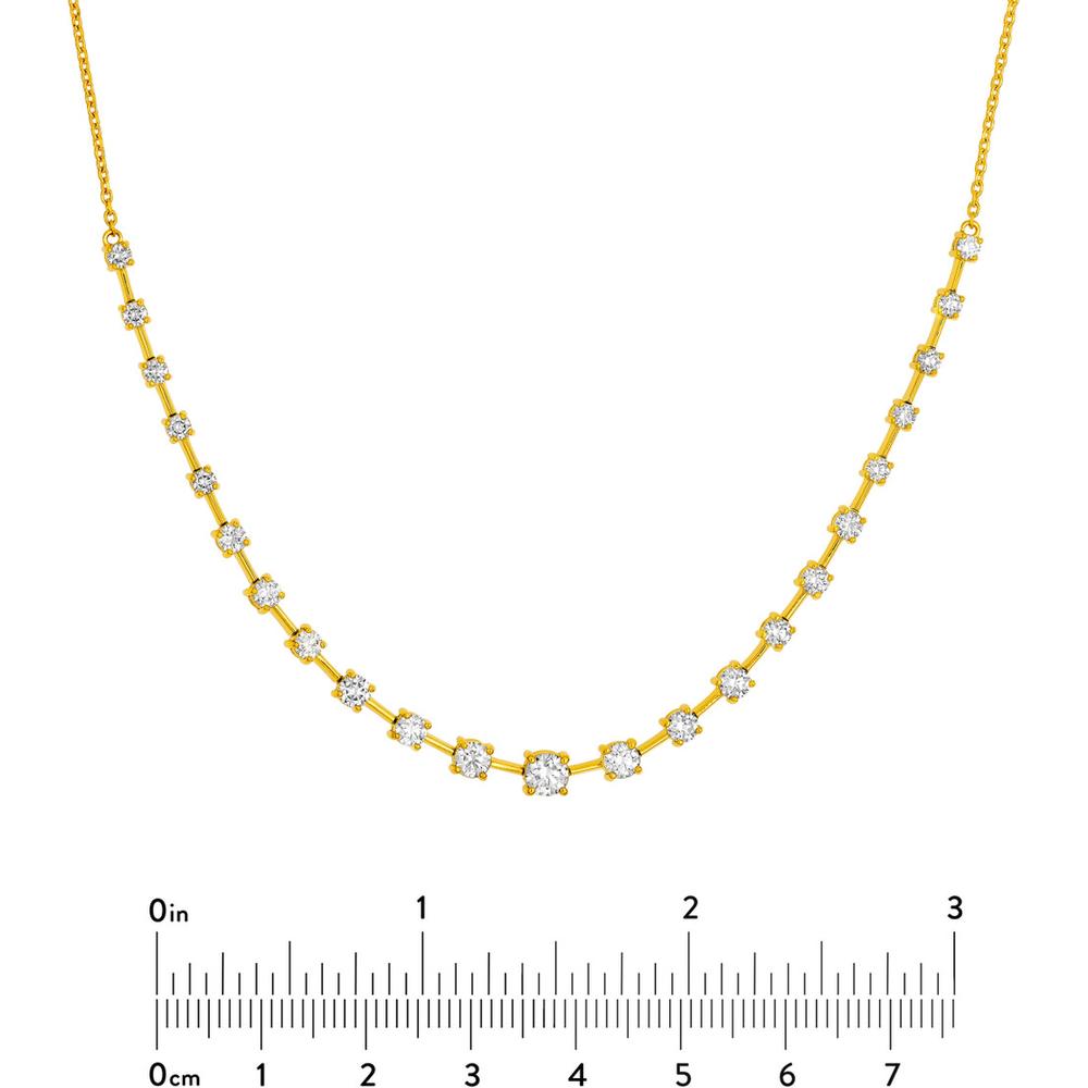 Olas d'Oro - 14K Yellow Gold 2-1/2 Carat Total Diamond Ascending Stone Necklace
