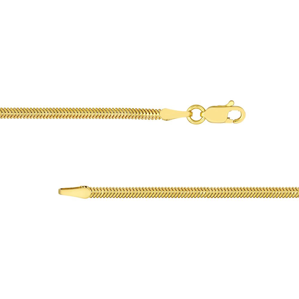 Olas d'Oro - 14K Yellow Gold 2.15mm Diamond-Cut Oval Snake Chain Bracelet - 7.25" Length