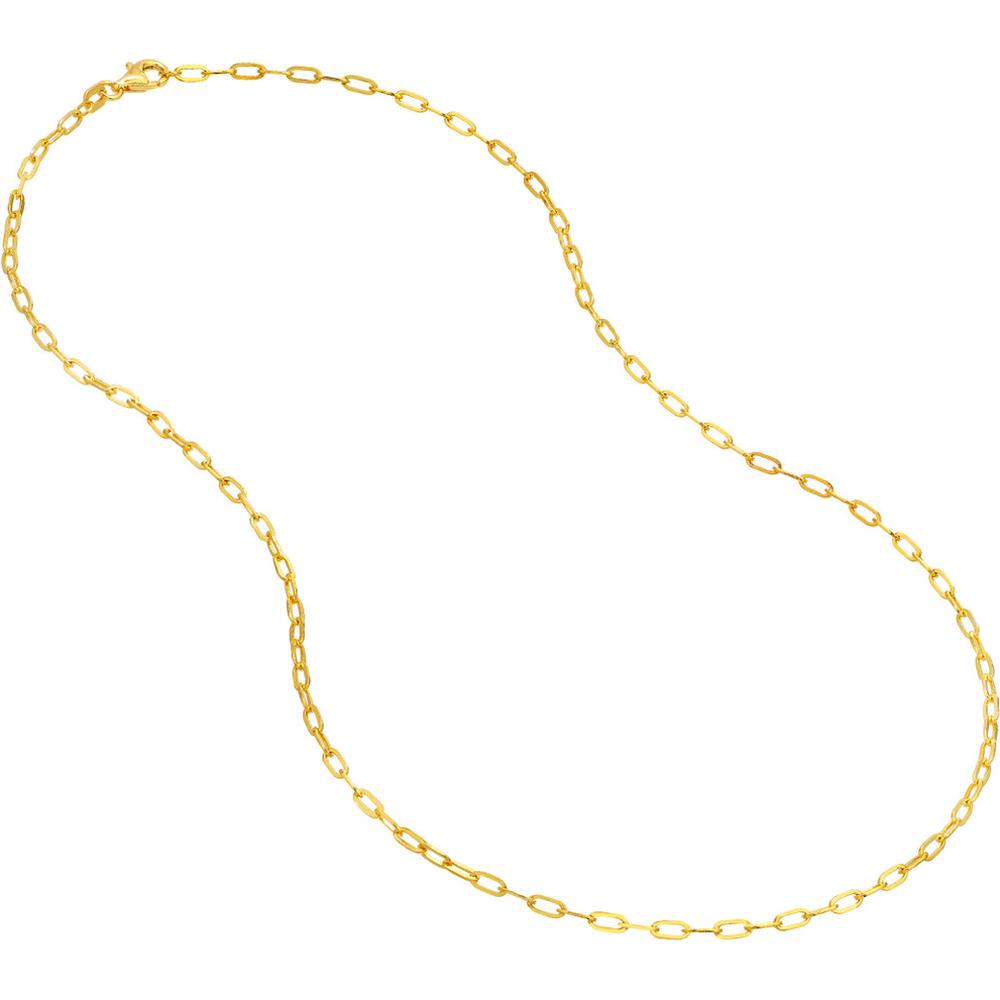 Olas d'Oro - 14K Yellow Gold 2.1mm Paper Clip Chain Necklace - 24 Inches, 5.37 grams