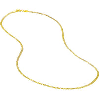 Olas d'Oro - 14K Yellow Gold 2.20mm Flat Mariner Chain Necklace with Lobster Clasp 18 Inches