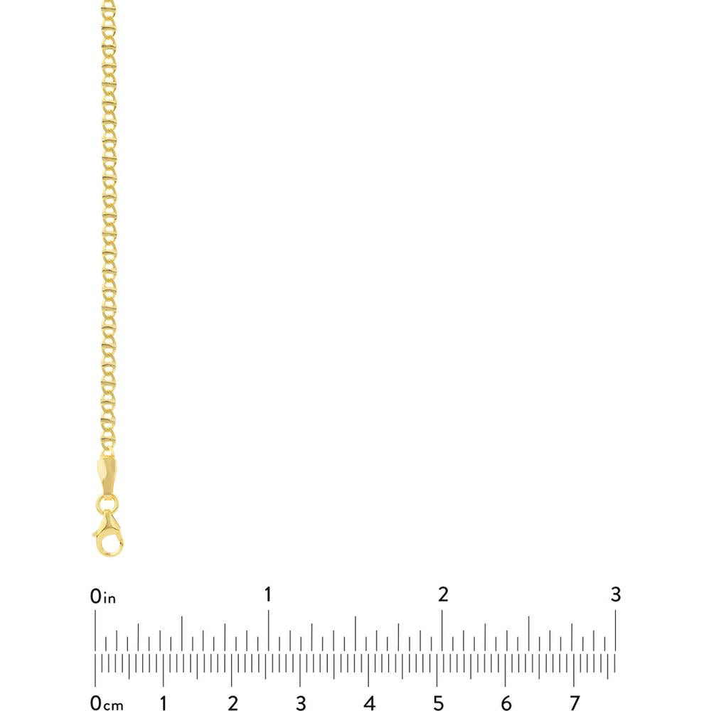 Olas d'Oro - 14K Yellow Gold 2.20mm Flat Mariner Chain Necklace with Lobster Clasp 18 Inches