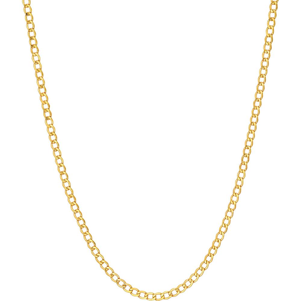 Olas d'Oro - 14K Yellow Gold 2.25mm Hollow Curb Chain Necklace - 18" Length
