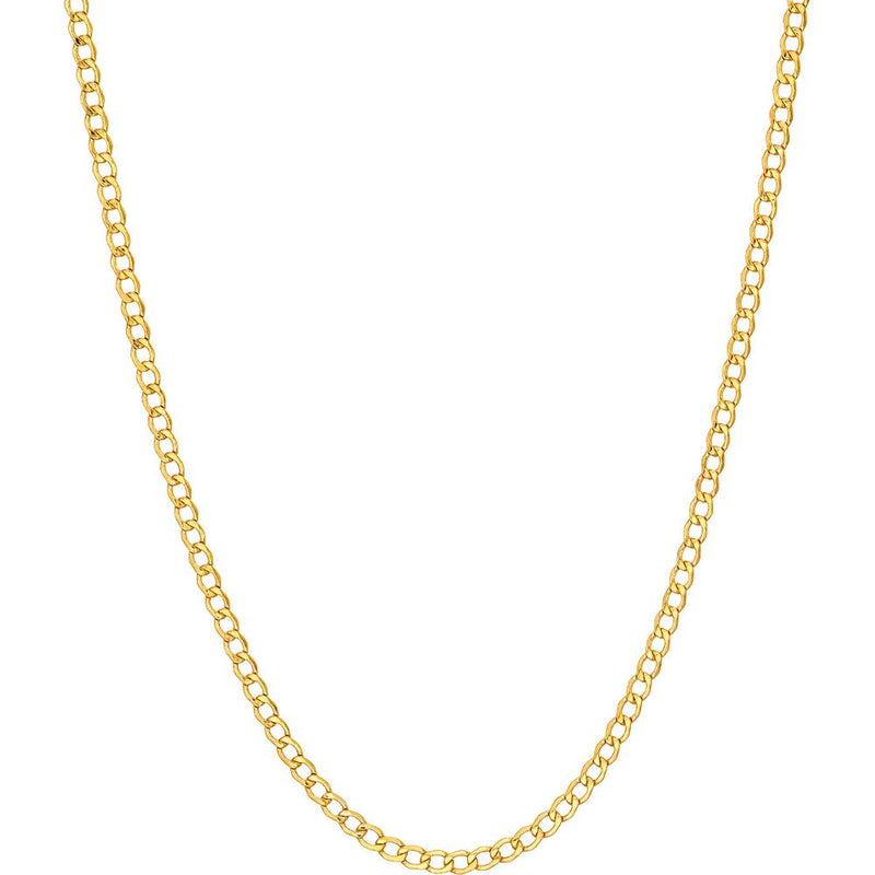 Olas d'Oro - 14K Yellow Gold 2.25mm Hollow Curb Chain Necklace - 18" Length