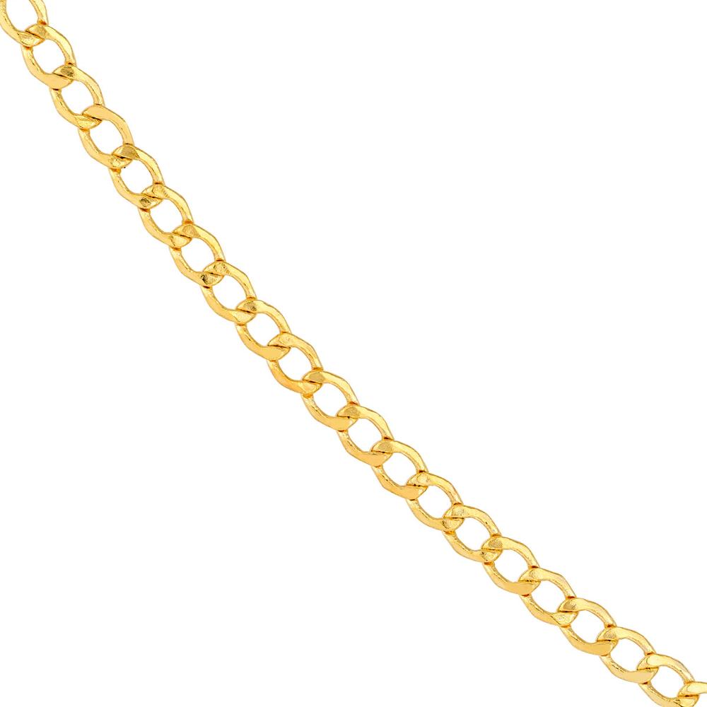 Olas d'Oro - 14K Yellow Gold 2.25mm Hollow Curb Chain Necklace - 18" Length