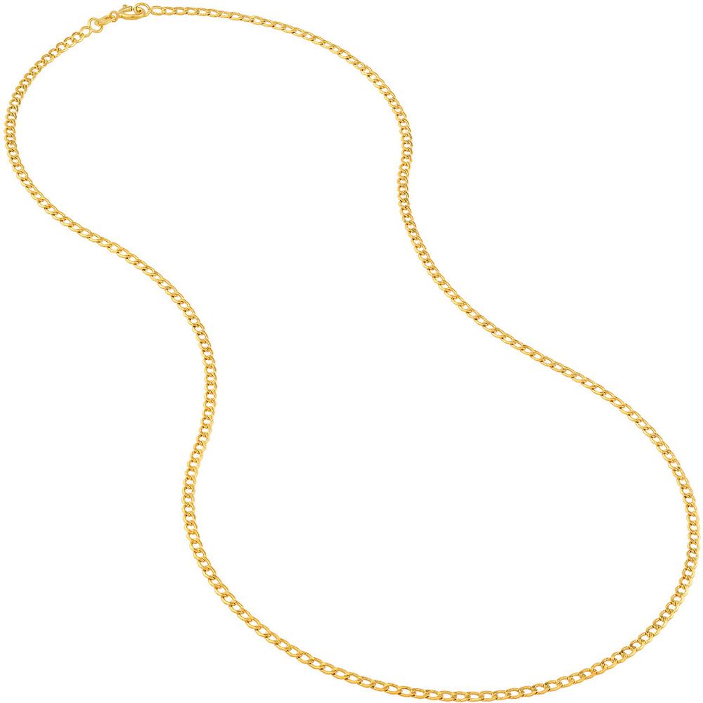 Olas d'Oro - 14K Yellow Gold 2.25mm Hollow Curb Chain Necklace - 18" Length