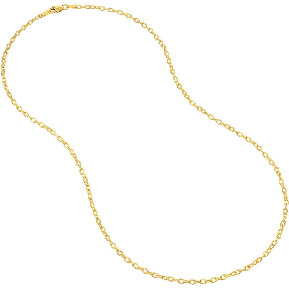 Olas d'Oro - 14K Yellow Gold 2.30mm Designer Rolo Chain Necklace with Lobster Lock - 20" - 5.26 grams