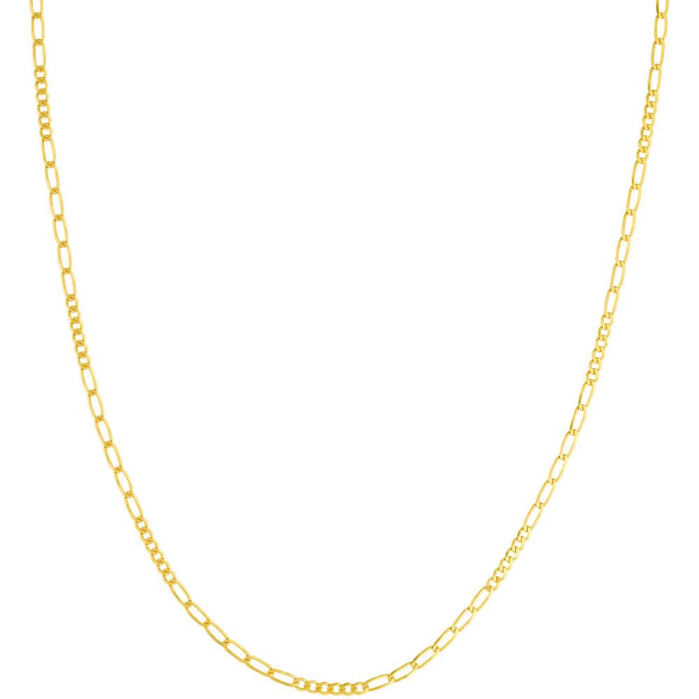 Olas d'Oro - 14K Yellow Gold 2.35mm 6+6 Figaro Chain Bracelet - 7" Length
