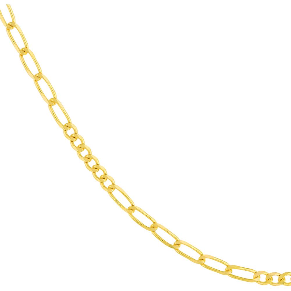 Olas d'Oro - 14K Yellow Gold 2.35mm 6+6 Figaro Chain Bracelet - 7" Length