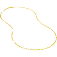 Olas d'Oro - 14K Yellow Gold 2.35mm 6+6 Figaro Chain Bracelet - 7" Length