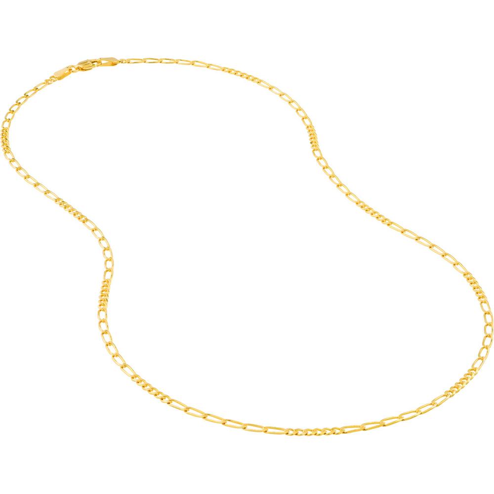 Olas d'Oro - 14K Yellow Gold 2.35mm 6+6 Figaro Chain Bracelet - 7" Length