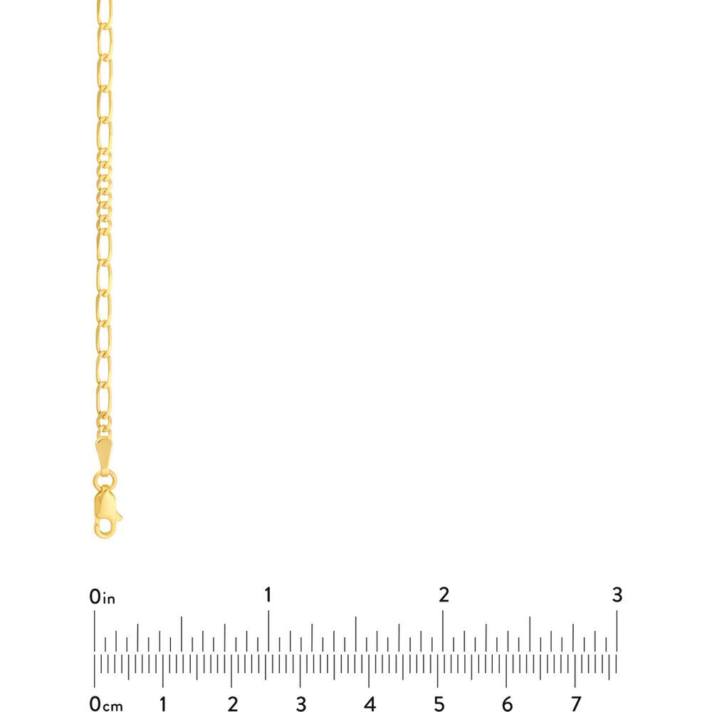 Olas d'Oro - 14K Yellow Gold 2.35mm 6+6 Figaro Chain Bracelet - 7" Length