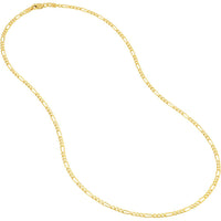 Olas d'Oro - 14K Yellow Gold 2.35mm Concave Figaro Chain Necklace - 24" - 5.9 Grams