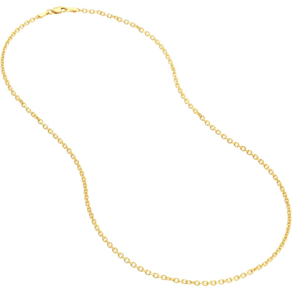 Olas d'Oro - 14K Yellow Gold 2.3mm Diamond-Cut Cable Chain Necklace - 30" with Lobster Lock