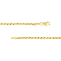 Olas d'Oro - 14K Yellow Gold 2.3mm Light Rope Chain with Lobster Lock - 30" Necklace