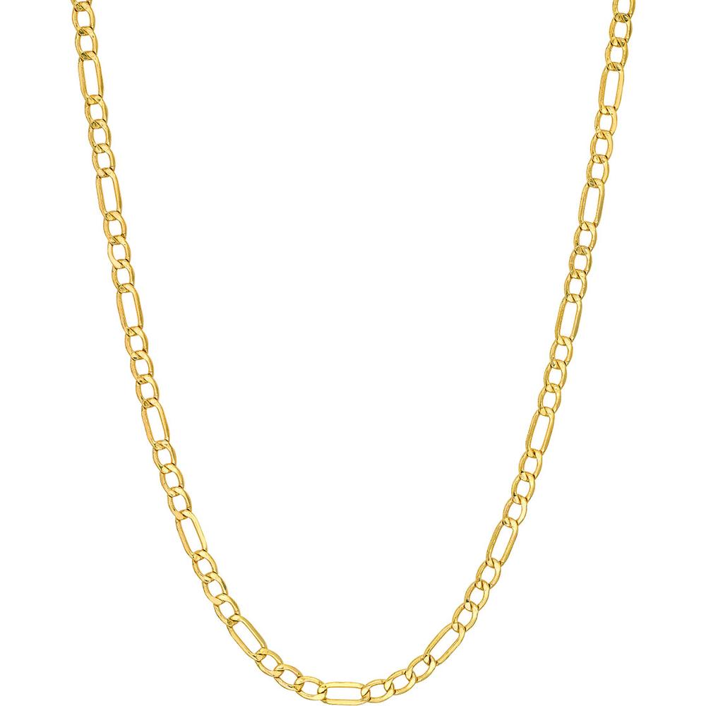 Olas d'Oro - 14K Yellow Gold 2.45mm Hollow Beveled Figaro Chain Necklace - 20"