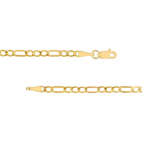 Olas d'Oro - 14K Yellow Gold 2.45mm Hollow Beveled Figaro Chain Necklace - 20"