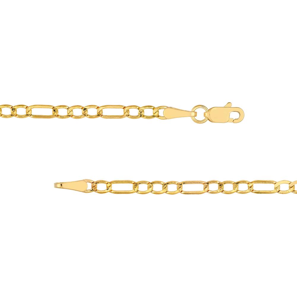 Olas d'Oro - 14K Yellow Gold 2.45mm Hollow Beveled Figaro Chain Necklace - 20"