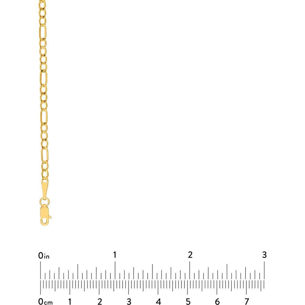 Olas d'Oro - 14K Yellow Gold 2.45mm Hollow Beveled Figaro Chain Necklace - 20"
