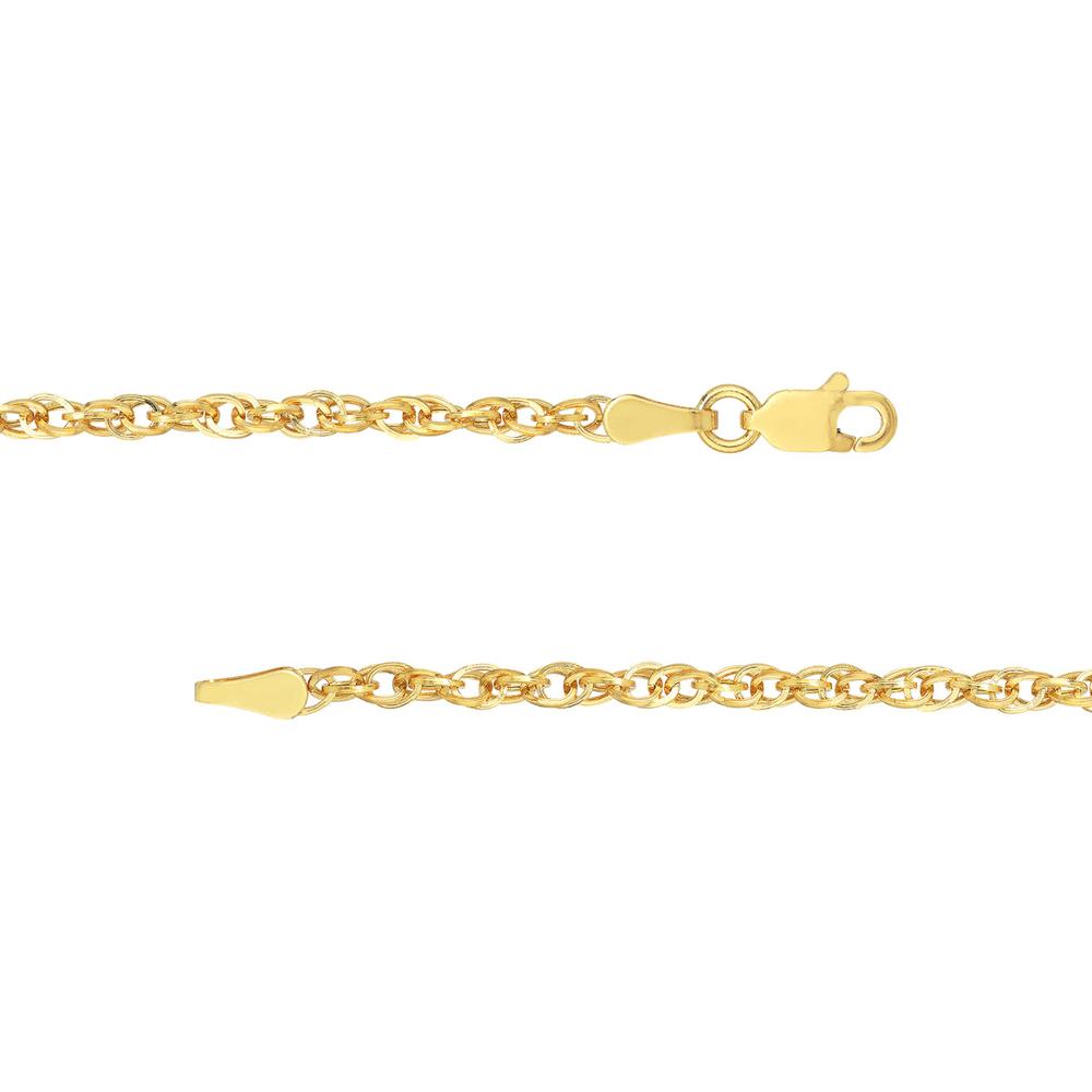 Olas d'Oro - 14K Yellow Gold 2.6mm Designer Rope Chain Necklace with Lobster Clasp - 18 inches