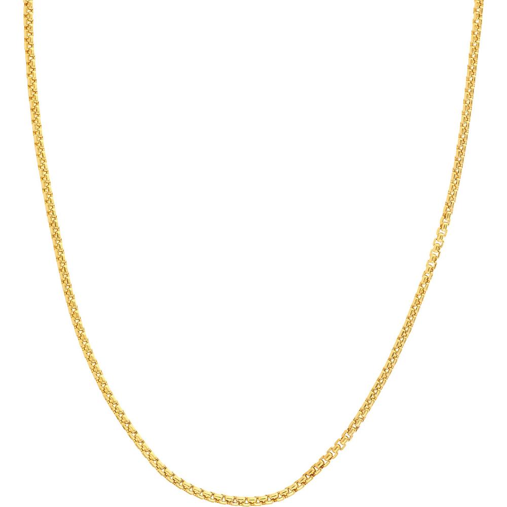 Olas d'Oro - 14K Yellow Gold 2.6mm Hollow Round Box Chain Necklace with Lobster Lock - 20"