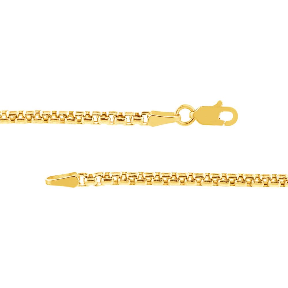 Olas d'Oro - 14K Yellow Gold 2.6mm Hollow Round Box Chain Necklace with Lobster Lock - 20"