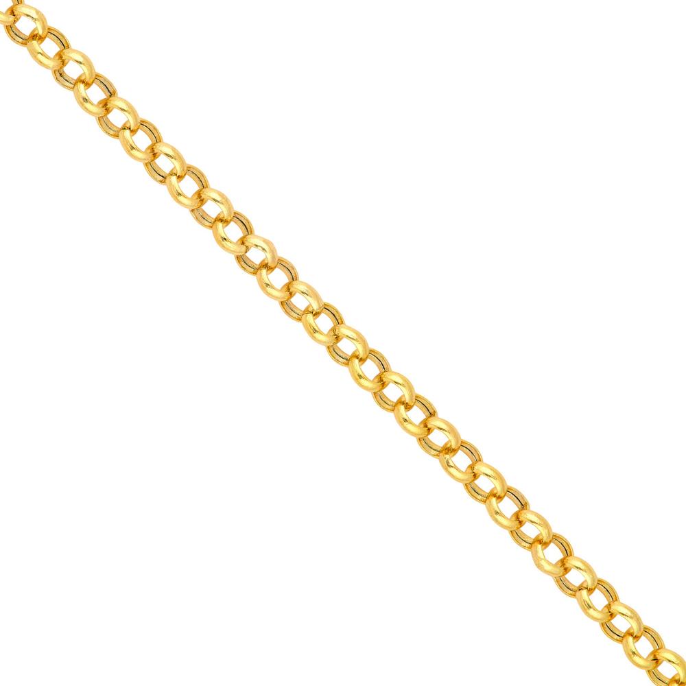 Olas d'Oro - 14K Yellow Gold 2.80mm Hollow Rolo Chain Bracelet with Pear Shape Lobster Clasp - 7.25" Length