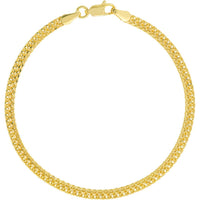 Olas d'Oro - 14K Yellow Gold 2-Row Hollow Wheat Chain Bracelet - 2.31 Grams Average Weight