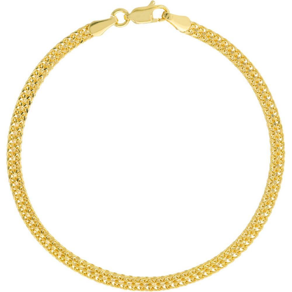 Olas d'Oro - 14K Yellow Gold 2-Row Hollow Wheat Chain Bracelet - 2.31 Grams Average Weight