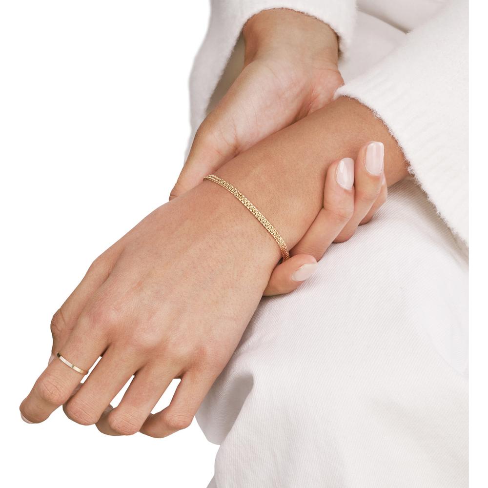 Olas d'Oro - 14K Yellow Gold 2-Row Hollow Wheat Chain Bracelet - 2.31 Grams Average Weight