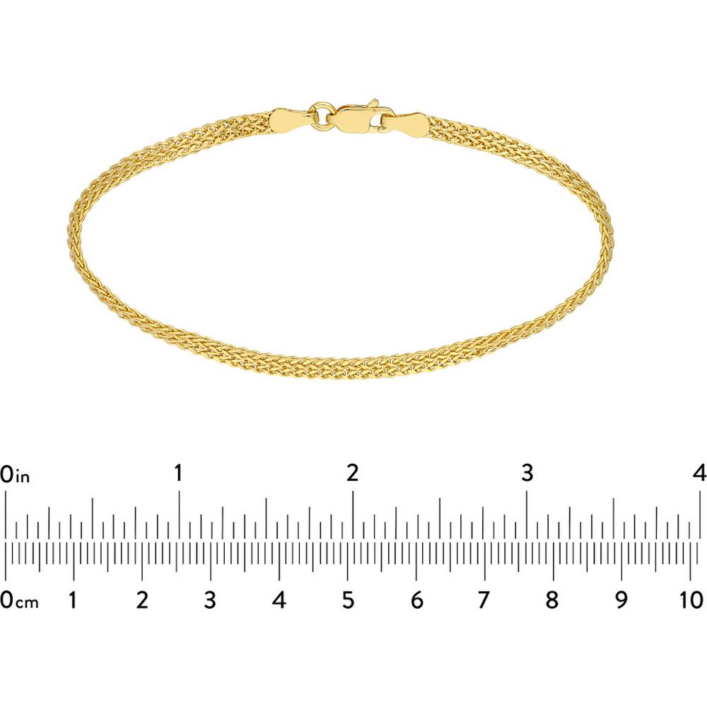 Olas d'Oro - 14K Yellow Gold 2-Row Hollow Wheat Chain Bracelet - 2.31 Grams Average Weight