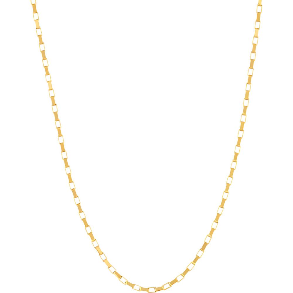 Olas d'Oro - 14K Yellow Gold 20" Box Chain Necklace - 0.88mm Fancy Link with Spring Ring Clasp