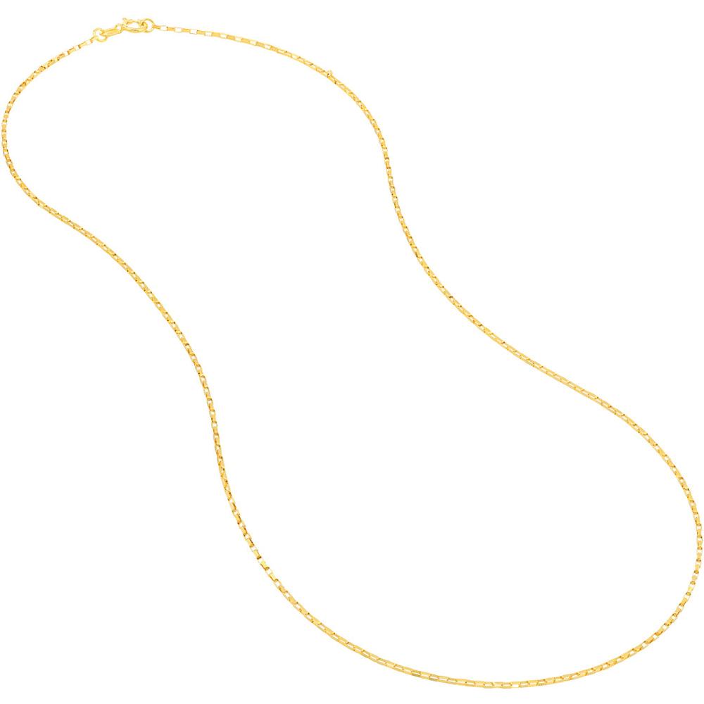 Olas d'Oro - 14K Yellow Gold 20" Box Chain Necklace - 0.88mm Fancy Link with Spring Ring Clasp