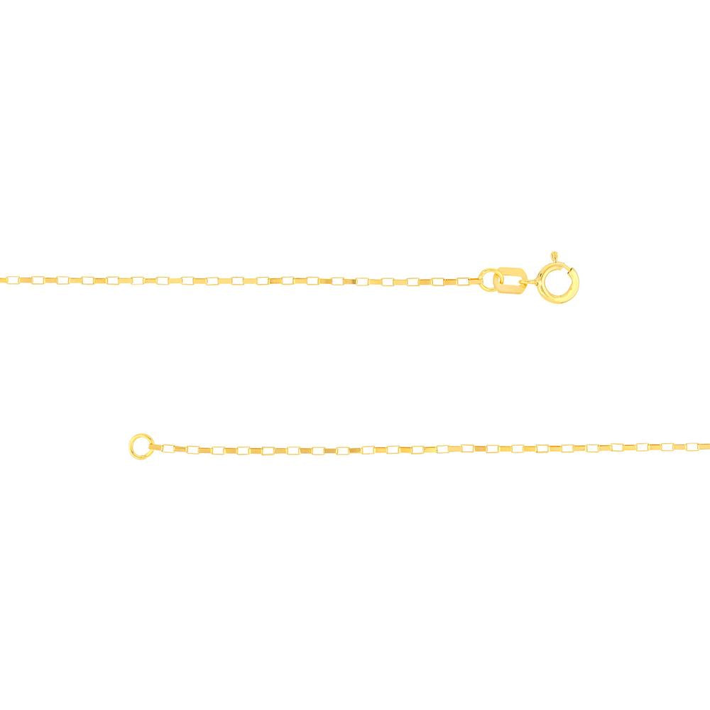 Olas d'Oro - 14K Yellow Gold 20" Box Chain Necklace - 0.88mm Fancy Link with Spring Ring Clasp
