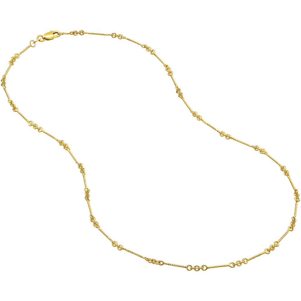 Olas d'Oro - 14K Yellow Gold 20" Designer Twist Chain Necklace with Lobster Clasp - 0.8mm Width