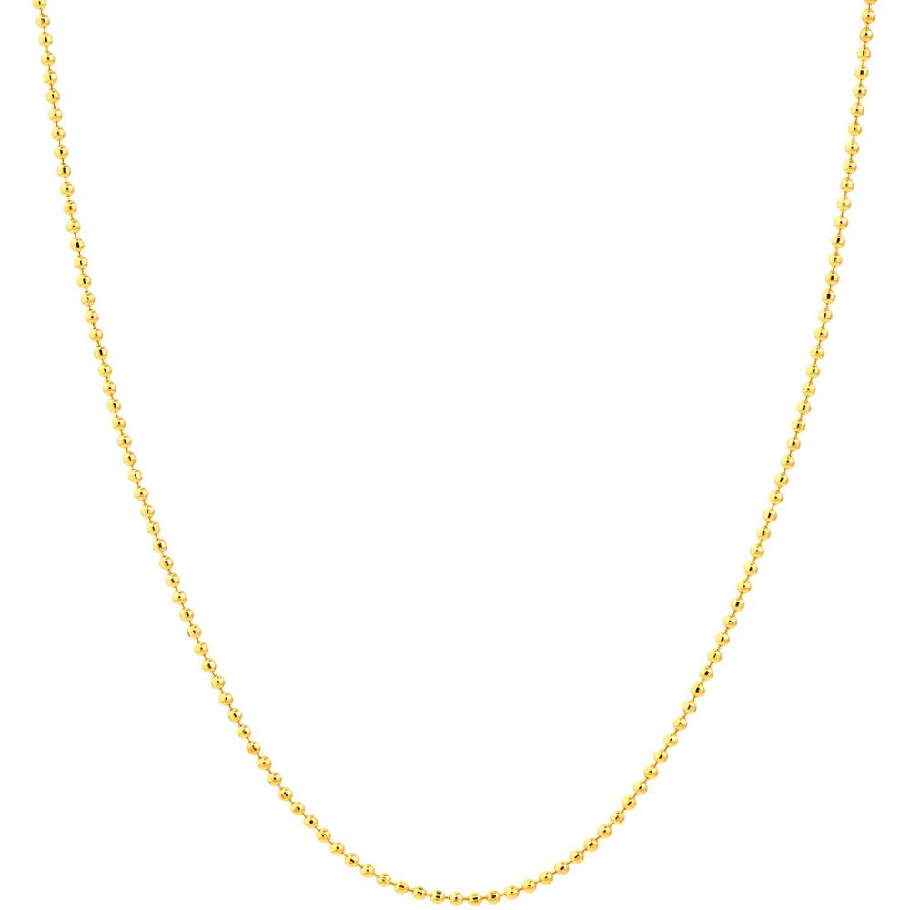 Olas d'Oro - 14K Yellow Gold 20" Diamond-Cut Bead Chain with Spring Ring - 1.31 Grams