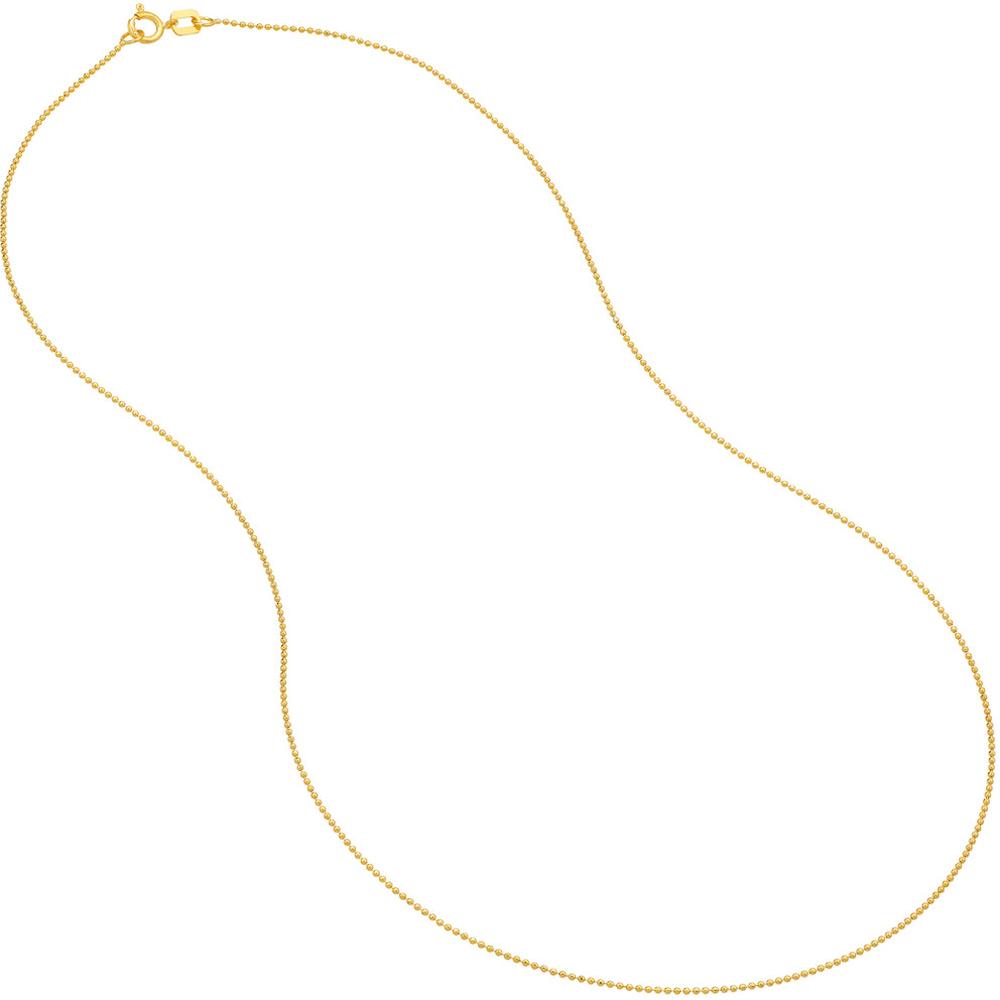 Olas d'Oro - 14K Yellow Gold 20" Diamond-Cut Bead Chain with Spring Ring - 1.31 Grams