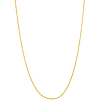 Olas d'Oro - 14K Yellow Gold 20" Diamond-Cut Round Wheat Chain Necklace 0.85mm with Lobster Lock