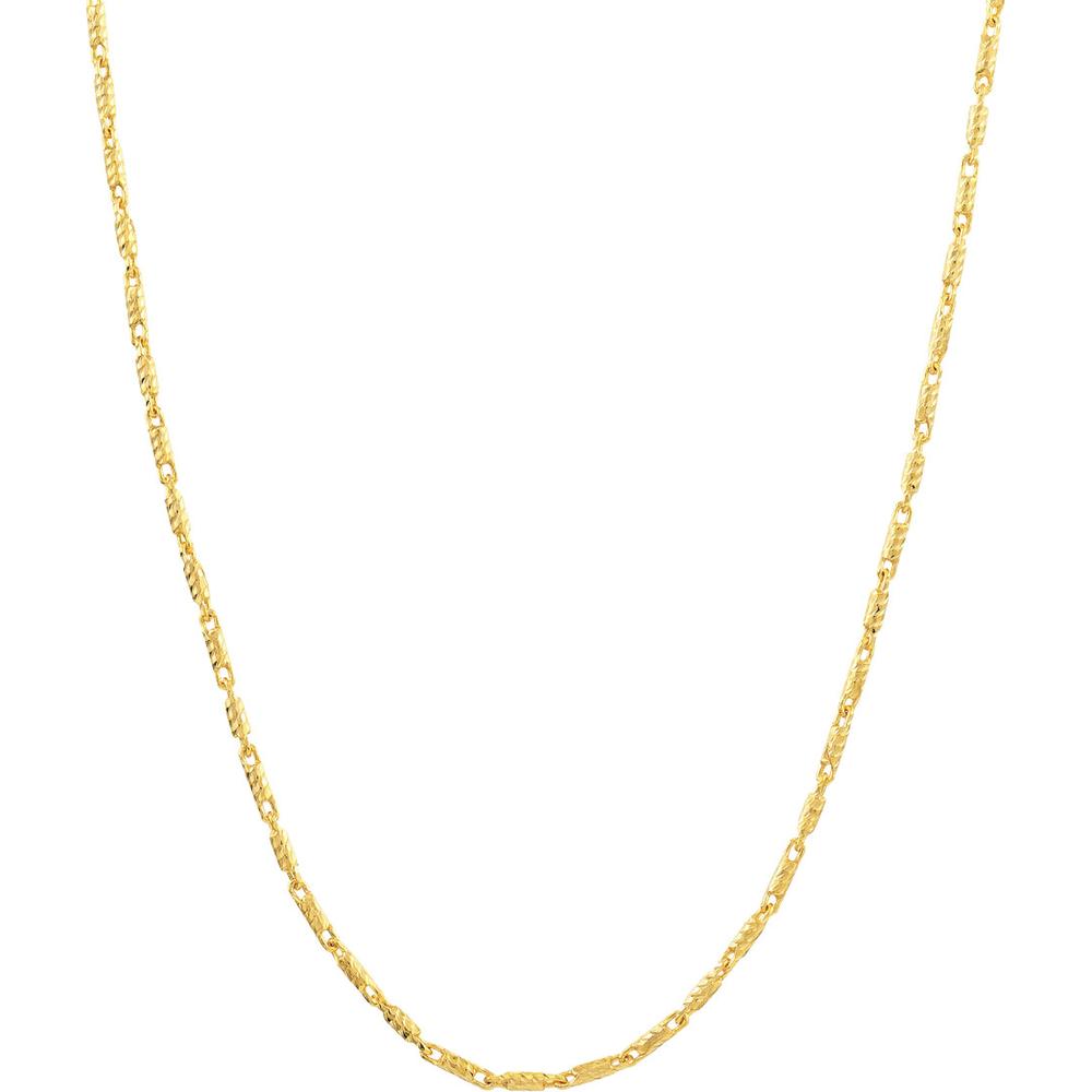 Olas d'Oro - 14K Yellow Gold 20" Diamond-Cut Tube Bead Necklace with Lobster Clasp 1.05mm Width