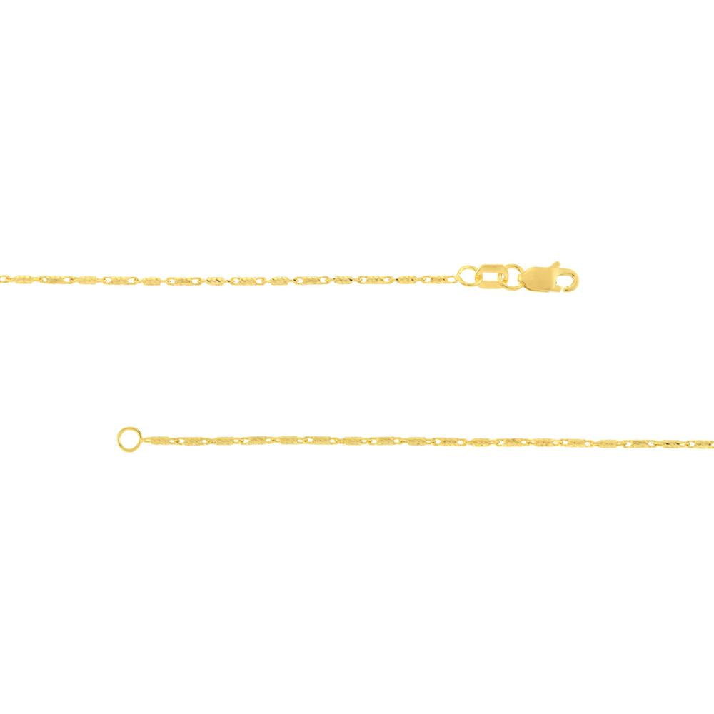 Olas d'Oro - 14K Yellow Gold 20" Diamond-Cut Tube Bead Necklace with Lobster Clasp 1.05mm Width